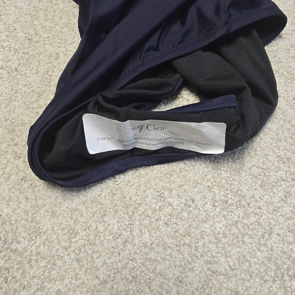 NWT J. Crew Navy Blue Bow Tie‎ One Shoulder One-Piece Swimsuit Size 20